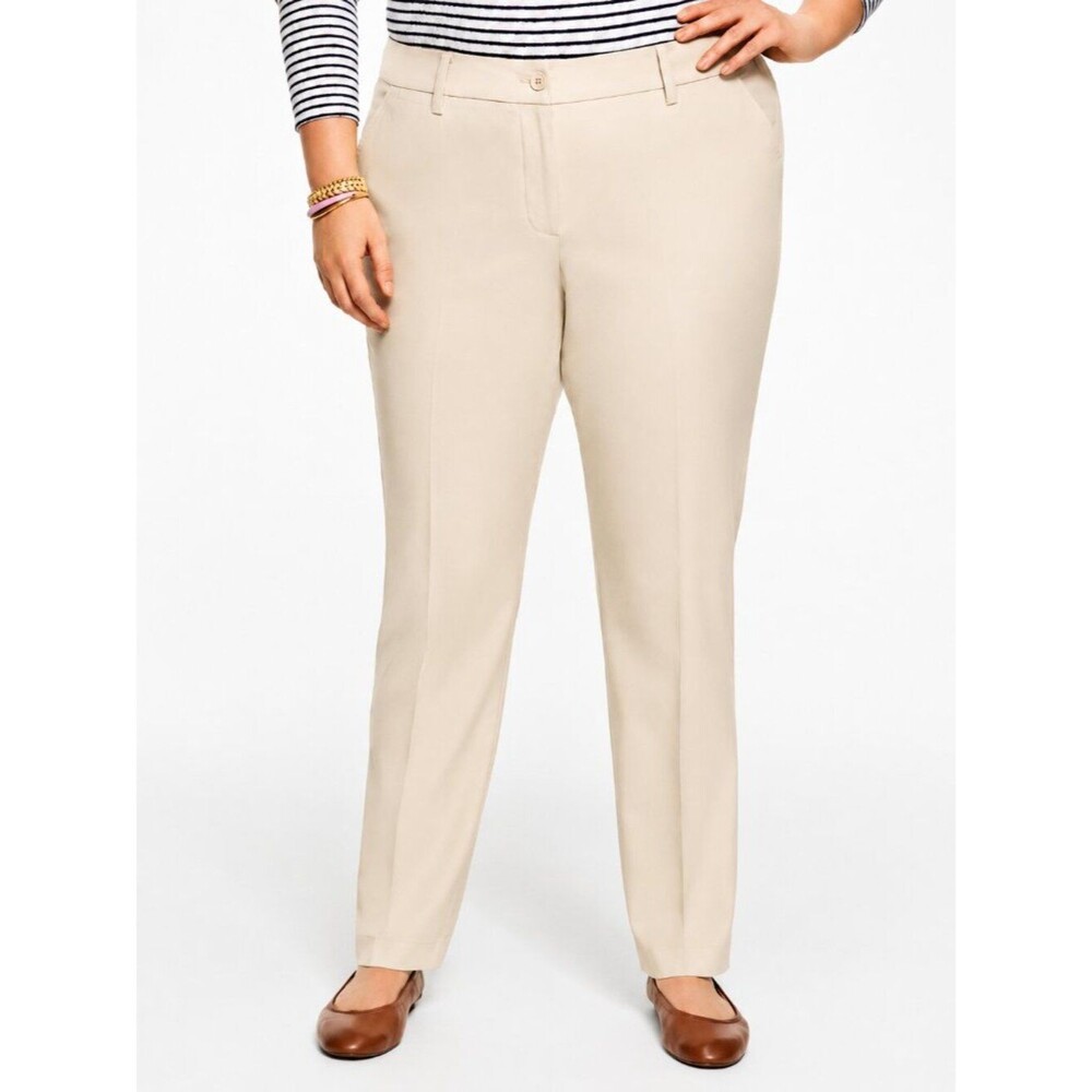 Talbots Plus Light Beige Straight-Leg Chino Pants 20WP Stretch Cotton NWT